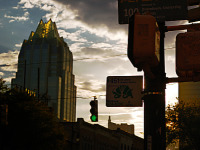austin-downtown > Frost Tower in Sunset, Austin Texas