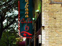 austin-downtown > Habana Cafe sign in Sixth Street, Austin Texas