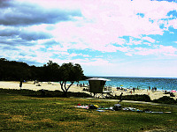 big-island-hawaii > hapuna beach cloudy blue sky