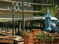 big-island-hawaii > Commute train at Ocean Tower in Hilton Waikoloa Village