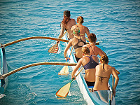big-island-hawaii > Women rowing team on the ocean at Kailua Kona, Hawaii