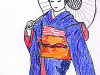 drawing-painting-traditional > Young japanese child in traditional kimono