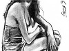 drawing-painting-traditional > Woman kneeling down with cleavage