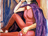 drawing-painting-traditional > Woman in red hat and cape