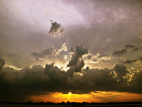 lake-pflugerville-sunset > Godray in yellow heaven over Lake Pflugerville Texas