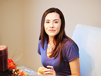 pflugerville-texas > Family member portrait eating at baby shower