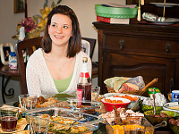pflugerville-texas > Leandra sitting at the Thanksgiving dinner table