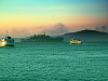 san-francisco > Alcatraz in the fog at sunset