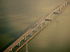 san-francisco > Aerial View of the San Mateo bridge over the Bay of San Francisco