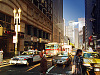 san-francisco > Busy street of SF, sunset lighting