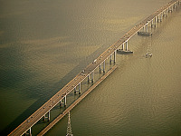 san-francisco > Aerial View of the San Mateo bridge over the Bay of San Francisco