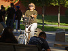 san-jose-state > Man on bicycle with sunglasses on San Jose Campus