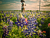 texas-flowers > Woman standing in the field of bluebonnet